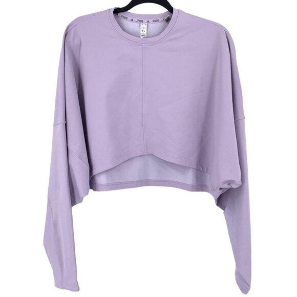 Adidas Aeroready Crewneck Sweatshirt Women's XL Purple Cropped Oversized - Picture 9 of 9